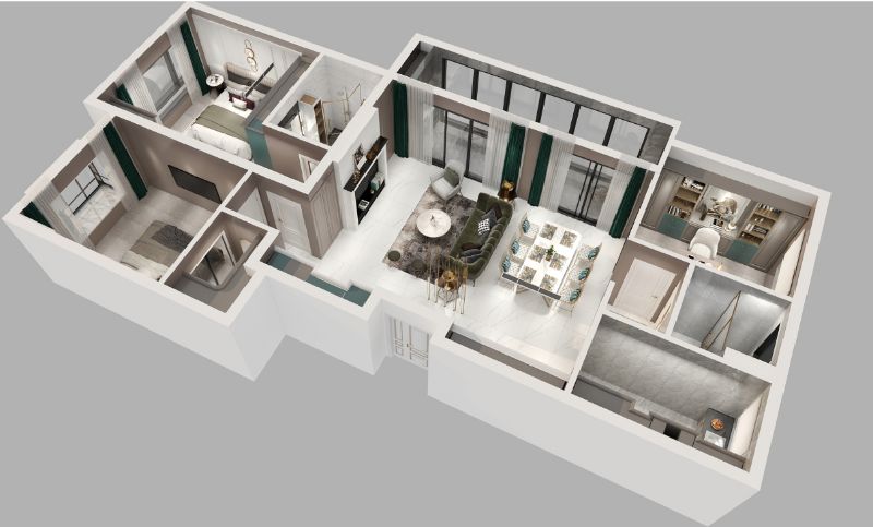 北欧现代风格家装住宅新房别墅自建房室内空间装修布局效果图设计