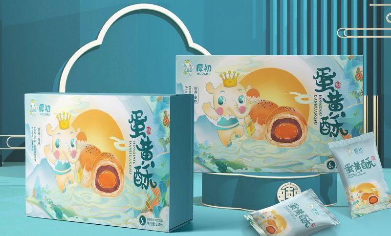 【狮动】蛋黄国潮插画包装原创手绘插画卡通食品包装无糖包装
