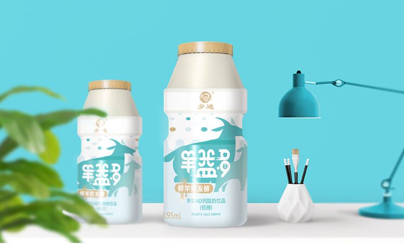 乡迪羊奶酸奶包装设计瓶贴设计