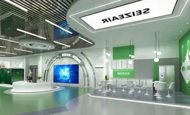 323平米绿色压缩机—公装整体装修商业空间展会展厅效果图设计