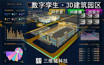 数字孪生三维数据可视化建筑园区城市工厂煤矿仓库3d大屏