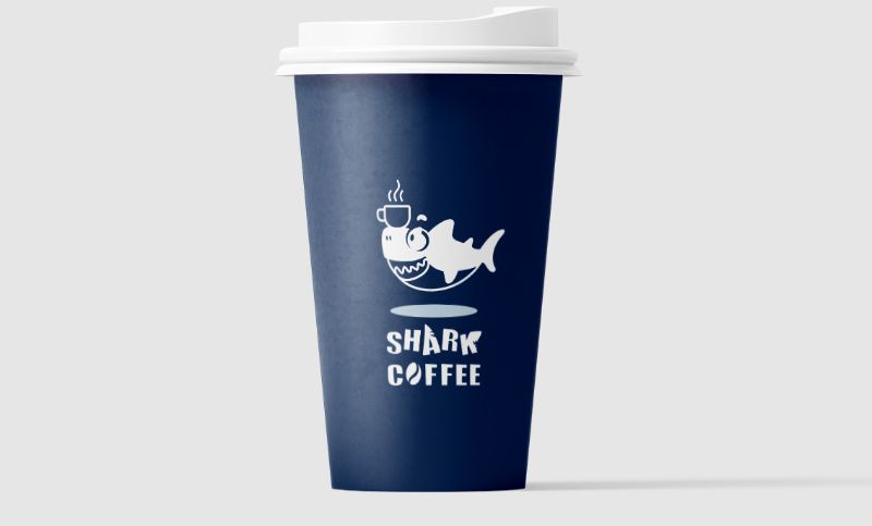 鲨鱼咖啡logo设计
